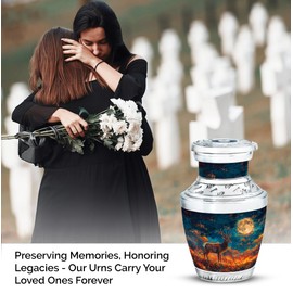 YATHABHISA Keepsake Urns for Ashes, Small Keepsake Urns, Decorative Urn, Memorial Small Urns for Human Ashes, Funeral Urn 3''_Multicolor | Deer Urn | urn Keepsakes for Ashes, Set of 2, Blue, Orange
