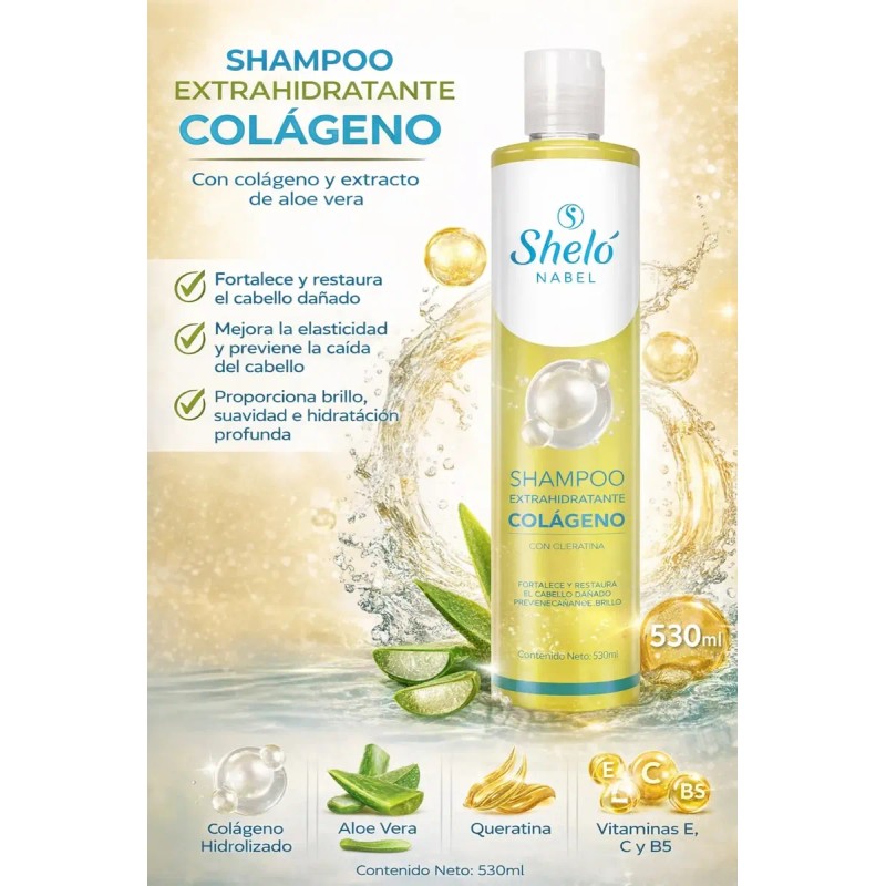 Shampoo Extra Hidratante Colágeno 530ml Shelo Nabel