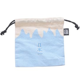 Anpackable 75809 Drawstring Pouch, Small Pouch, Travel, Inner Bag, Approx. 6.3 x 6.7 inches (16 x 17 cm), Japanese Pattern, Mt. Fuji Blue, Blue