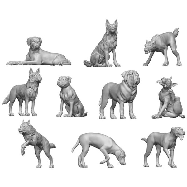 Greenstuff World GSWD-12291 Diorama Accessory 3D Printing Set, Dogs, 10