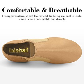 lalaball - Zapatos de jazz para mujer, de piel, con suela dividida, para mujer, hombre, color negro y café, Marrón, 8 US