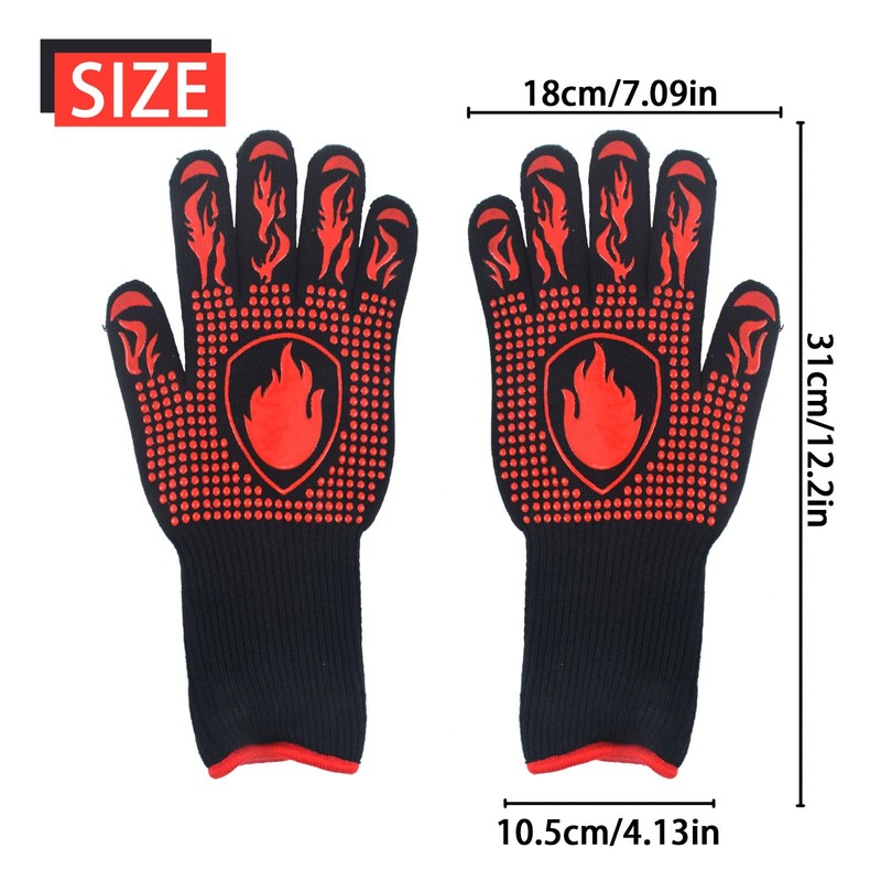 SSKHE BBQ Gloves, Prevent burns Heat Proof Gloves, Oven Mitts