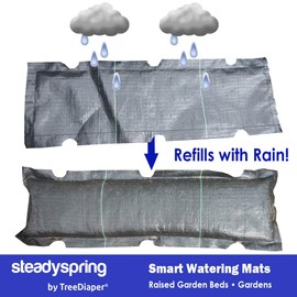 SteadySpring® Smart Watering Garden Mat for Raised Garden Beds 30-Day Irrigation Auto Refills with Rain for Gardens, Tomato Plants, Flowers (2-Pack)