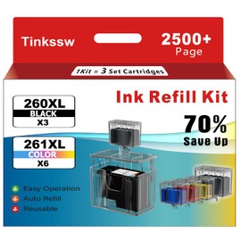 260XL 261XL Ink Refill for Canon 260 and 261 Ink Cartridges PG-260 CL-261 Compatible with Canon Pixma TS6420a TS6420 TS6400 TR7020a TS5320 TR7000 TR7020 Printer (3 Black 2 Cyan 2 Magenta 2 Yellow)