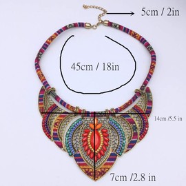 XVICO Bohemian Necklace, Festival Costume, Ethnic Fashion Jewellery for Women, Chunky Pendant, Vintage Statement Necklace for Summer, Beach, Boho Choker, Colourful