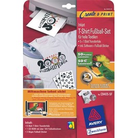 Avery Zweckform Inkjet T-Shirt Transfer Foil for Bright Cotton Fabrics 6 Leaf Action: Football Dots Collection