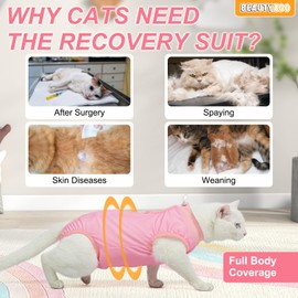 BEAUTYZOO Cat Recovery Suit, Cat Onesie for Cats After Surgery Female Male, Kitten Spay Neuter Surgical Recovery Post Surgery Body Suit Cone of Shame Alternative, Anti Lick Pet Anxiety Vest, Pink XS