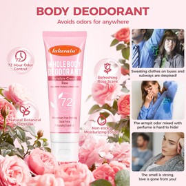 Luxsea Rose Deodorant Cream for Women, Aluminum Free, 72 Hour Odor Control, 20 oz