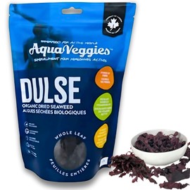 Aqua Veggies Organic Atlantic Dulse Whole Leaf – Hand-Harvested & Sun-Dried from Bay of Fundy – Rich in Iodine, B6, B12, Iron, Protein, Calcium & Magnesium – Vegan Superfood (113 Gm Pack of 1)