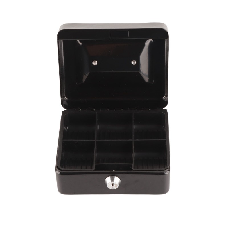 Metal Cash Box 6 Compartments High Safety Money Box with