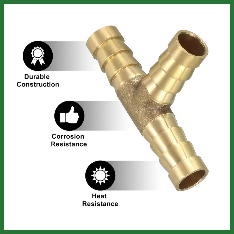 Motoforti 3/8" 10mm Brass Barb Hose Fitting Tee T 3