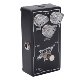 Overdrive Pedal Metal Black Monoblock Effect Pedals with Tones Gain Level for Guitar