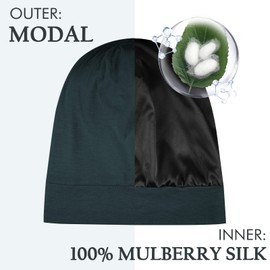 OLESILK 100% Mulberry Silk Bonnet for Sleeping Women, Silk Hair Wrap for Sleeping, Silk Sleep Bonnet for Women&Men, Real Silk, Not Satin, Dark Grey