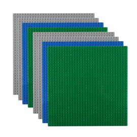 Reenwee 8 Packs of Classic Base Plates, 10 x 10 Inch with 32 x 32 Studs, Building Blocks Base Plate, Square Base Plates, 32 x 32 Building and Durable and Stable Scoreboard, Green/Blue/Grey