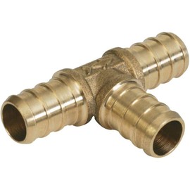 SharkBite UC374LFA 1" Crimp Barb Tee, 1 Inch x 1 Inch x 1 Inch, Brass