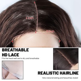 Glueless Wigs For Black Women:26 Inch Wig,360 Lace Front Highlight Wig,Pre Plucked Pre Bleached Pre Cut Glueless Wig,Synthetic Wigs with Hd Lace Frontal Wig 13x6 for Daily Party (Dark Brown)