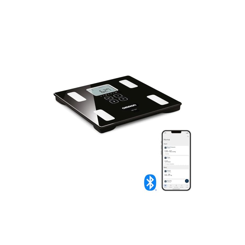 OMRON Báscula digital Corporal HBF-222T con 6 indicadores y Bluetooth,