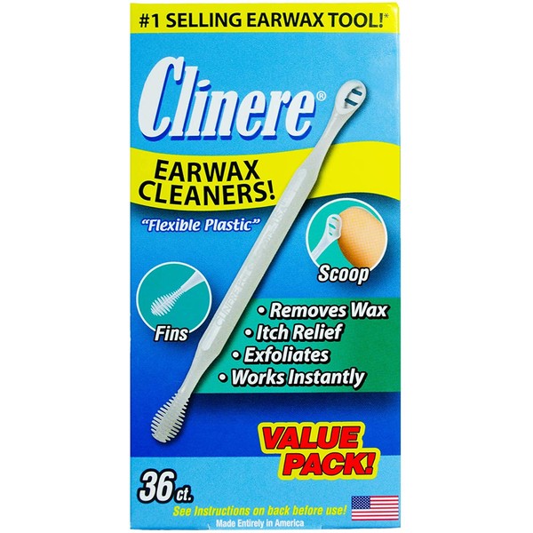 Clinere® Ear Cleaners Club Value Pack, 36 Count Earwax Remover Tool Safely and Gently Cleaning Ear Canal at Home, Ear Wax Cleaner Tool, Itch Relief, Ear Wax Buildup, Works Instantly, Earwax Cleaners