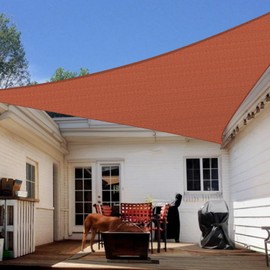 Artpuch Triangular Breathable UV Block Sun Shade Sail Outdoor Covering Cloth for Deck, Backyard, 16'X16'X23', Rust Red (Customized Available)