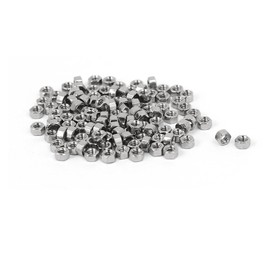 uxcell M1.6 x 1.5mm Nickel Plated Hexagon Hex Nuts Fasteners Silver Tone 100PCS