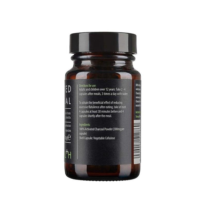 Kiki Health Activated Charcoal Powder Capsules, 60-Count