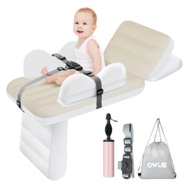 QWUE Inflatable Toddler Airplane Bed for Kids, Baby Air Plane Seat Extender, Blow Up Air Mattress for Child Plane Travel Sleep Bed with Safety Belt, Carry Bag, Pump