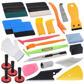 Kit de herramientas aplicador de envolturas de vinilo Pro para tintado de ventanas y envoltura de vehículos. Incluye espátulas de fieltro, raspador de plástico, cuchillo y cuchillas de envoltura