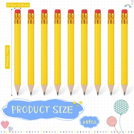 Zonon 24 Pieces Back to School Small Pencils Half Pencils Golf Pencils with Eraser Easy to Hold Graphite HB Pencils for Baby Shower Bridal Shower Wedding Golf School Office(Yellow)