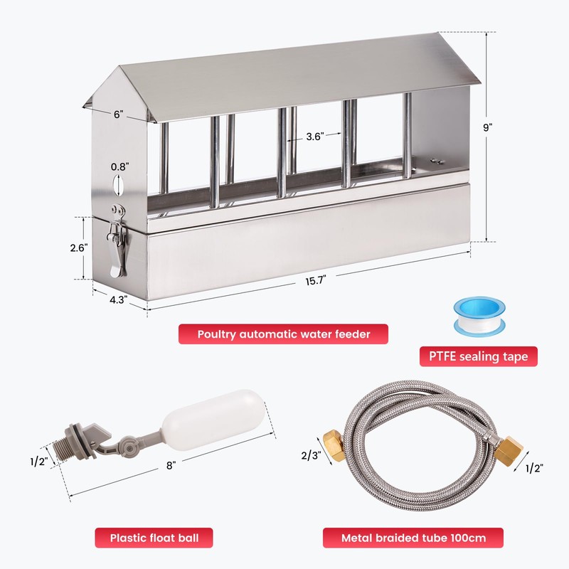 Automatic Chicken Waterer Stainless Steel Chicken Water Feeder Pigeon Water