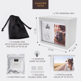 Chasing Tails Pet Urns for Dogs, Dog Urn, Dog Urns for Ashes, Pet Urn, Cat Urns for Ashes, Pet Urns for Dogs Ashes, Urn for Pet Ashes Dog - Includes Pet Paw Print Kit, Picture Frame and Photo Book