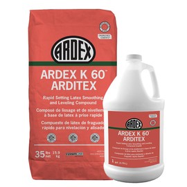 Ardex K 60 Arditex, Rapid Setting Latex Smoothing and Leveling Compound​​​​​​​​​​, Moisture-Resistant Flooring Underlayment with Excellent Adhesion, Powder 35 lbs and Liquid 1 Gal