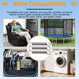 3 Pack 5-1/8 Inch Stainless Steel Recliner Sofa Chair Stainless Steel Spring Replacement Mechanism Tension Spring