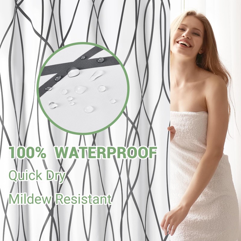 ECUCM Shower Curtain with Snap in Liner for Bathroom Bathtubs,