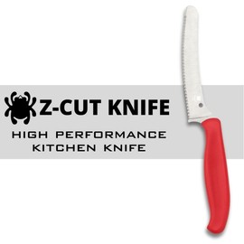 Spyderco Z-Cut Kitchen Knife with 4.3" Blunt Tip CTS BD1N Stainless Steel Blade and Durable Red Polypropylene Handle - SpyderEdge - K13SRD
