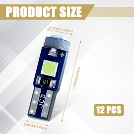 DWARFOO 12Pcs T5 LED Bulbs, 74 73 37 2721 LED Bulb, 3030 Chips Super Bright Replacements, Canbus Error Free Car LED Lights Replaces for Instrument Cluster Dashboard Panel Gauge Indicator (Sky blue)