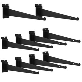 LOLYSIC 10 Pack Slatwall Shelf Bracket with Lip 12 Inch, Heavy Duty Slat Wall Brackets, Metal Shelf Bracket for Slat Wall, Slatwall Accessories for for Shelving Display Garage Kitchen Mounting Supplie