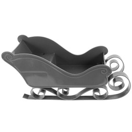 HOMSFOU Christmas Sleigh Plastic Santa Sleigh Ornament Tabletop Desktop Sled Figurine Reindeer Car Model Candy Dish for Holiday Centerpiece Home Office Decoration Grey