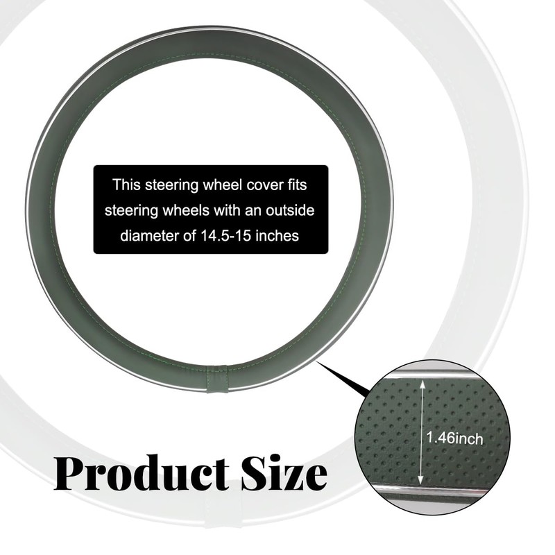 Yourkar Leather Steering Wheel Cover, Breathable Anti-Slip Car Steering Wheel