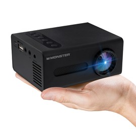 Monster Image Mini Small Format LCD Projector 1920x1080 HD Quality, Project Up To 8 Feet Away, Works On Projection Screens Ranging from 20-80 Inches. Supports Any Format With Universal HDMI Cable