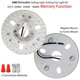 18W Dimmable LED Light Engine Retrofit Kit for Ceiling Fan Light Replacement LED Board Panel,3 Color Temperature Memory Function,ETL Listed