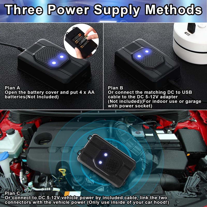 Qualirey 2 Pcs Ultrasonic Rodent Repellent for Car Engines Car