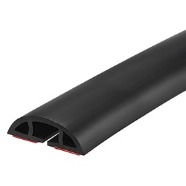 sourcing map Floor Cord Cover Cable Protector 0.4" W x 0.24" H 3.3ft Black Cable Management for Home Office