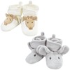 Hudson Baby Unisex-Baby Animal Fleece Booties 2-Pack Socks, Gray Elephant