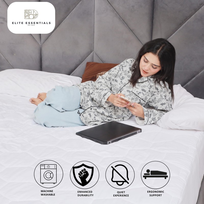Elite Essentials Quilted Soft Mattress Protector With 110 GSM Microfiber