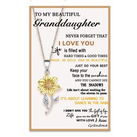 Tarsus Granddaughter Gifts, Granddaughter Necklace Present from Grandma Granmother Mother's day Gift Sunflower Jewerly