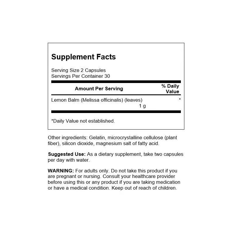 Full Spectrum Lemon Balm 500 MG 60 Caps by Swanson