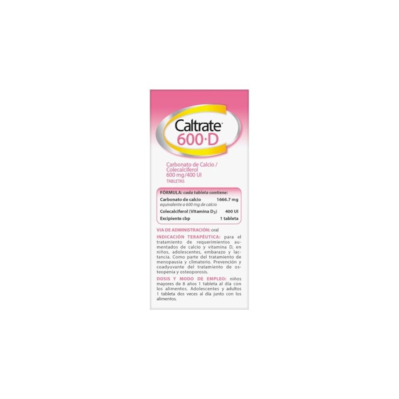Caltrate Suplemento de Calcio 600 +D 600mg / 400 UI
