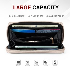 Travelambo Womens Wallet Tassel Bifold Ladies Cluth Wristlet Wallets strap Long Purse