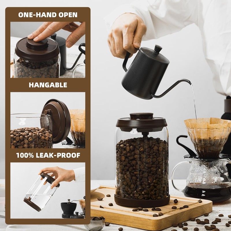 Tourdeus Glass Coffee Container - 900ml x 2 Pop Top