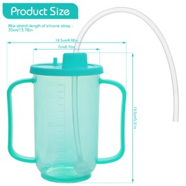 Viceda Adult Reusable Straw Cup, Spill-Proof Sippy Cup with 2 Handles, Lid & Long Straw, Liquid Feeding Cup for Bedridden Patients Parkinson Patient, Patient Feeding Cup for The Elderly, Disabled, Hos